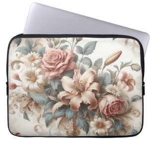 Light Antique Floral Perfection Laptop Sleeve