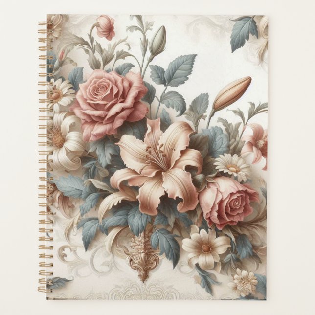 Light Antique Floral Perfection Planner (Front)