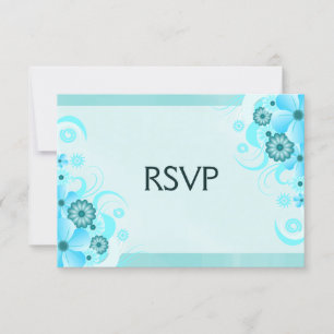 Light Aqua Blue Floral Elegant RSVP Response Card