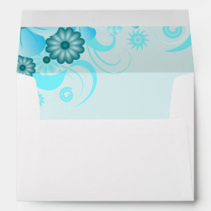 Light Aqua Blue Teal Turquoise Floral Hibiscus Envelopes