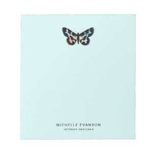 Light Aqua Blue Watercolor Butterfly Logo Notepad