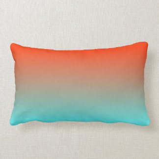 Light Aqua Orange Ombre Lumbar Pillow