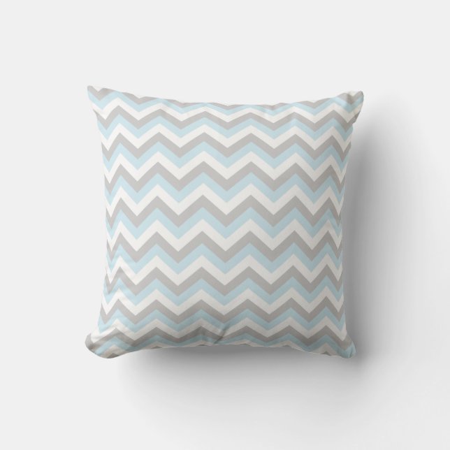 Light Aqua Turquoise Chevron Chic ZigZag Pattern Throw Pillow (Front)