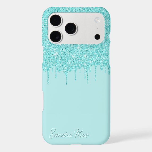 Light Aqua Turquoise Green Glitter Art Pattern (Back)