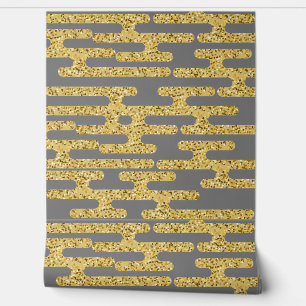 Light Ash Colour and Modern Golden pattern Wallpaper