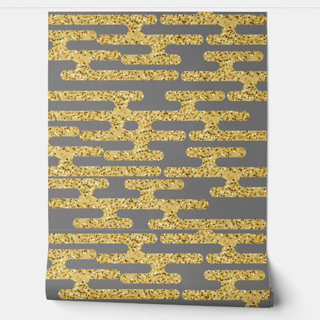 Light Ash Colour and Modern Golden pattern Wallpaper (Unrolling)