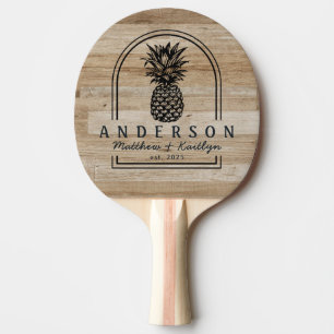 Light Ash Wood Pineapple Wedding Arch & Name Ping Pong Paddle