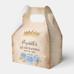 Light Baby Blue and Gold Elegant Birthday Party Favor Box