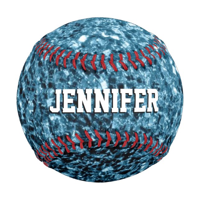 Light baby blue glitter sparkles Your name Team Baseball (Back)