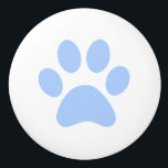 Light Baby Blue Paw Print pawprint Ceramic Knob<br><div class="desc">A drawer knob for that drawer or cupboard you keep for all your pet stuff. 
 A simple light pastel baby blue and white text design: practical and to the point with little a paw print.</div>