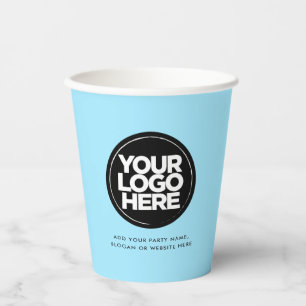Light Baby Blue Personalized Logo and Text Paper Cups