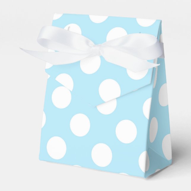 Light Baby Blue & White Polka Dots Party Favor Box (Front Side)