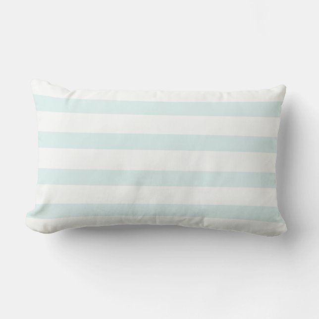 Light Baby Blue white Stripes Lumbar Pillow (Front)