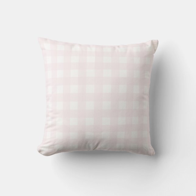 Light Baby Pink and White Buffalo Plaid. Throw Pillow (Front)