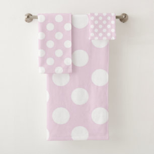 Light Baby Pink & White Polka Dots Dot Bath Towel Set