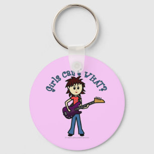 Light Bass Guitar Girl Keychain