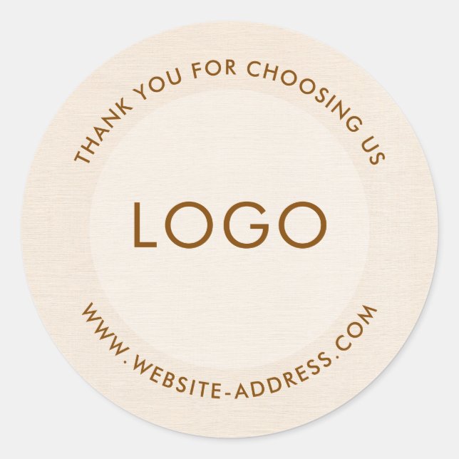 Light beig linen texture personalized text classic classic round sticker (Front)