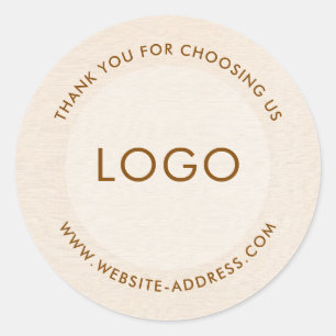 Light beig linen texture personalized text classic round sticker