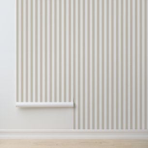 Light Beige and White Classic Vertical Stripes Wallpaper