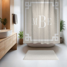 Light Beige and White Greek Key | Monogrammed