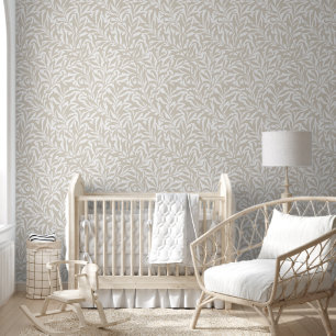 Light Beige and White Willow Bough Wallpaper