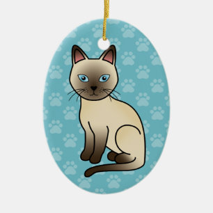 Light Beige Colour Tonkinese Breed Cat Illustratio Ceramic Ornament