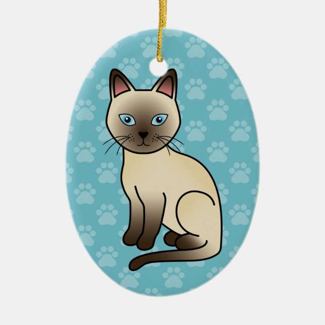 Light Beige Colour Tonkinese Breed Cat Illustratio Ceramic Ornament (Front)