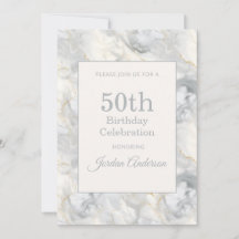 Light Beige Grey Marble 50th Birthday