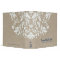 Light Beige Linen Burlap White Floral Lace