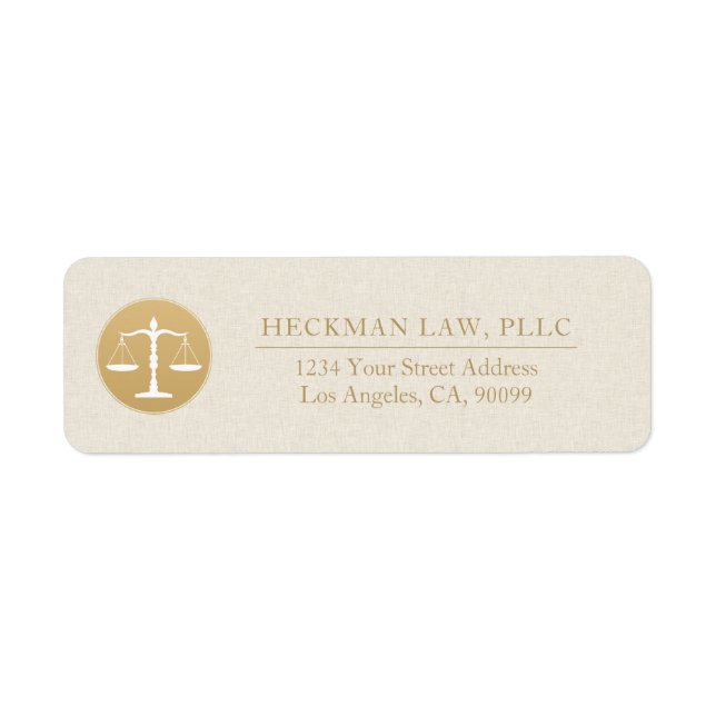 Light Beige Linen Gold Justice Logo Business Card (Devant)