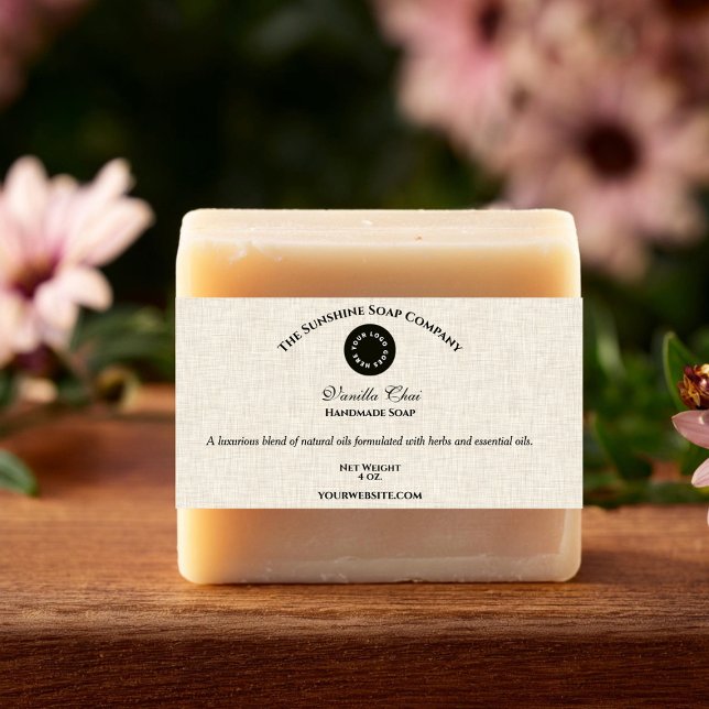 Light Beige Linen Paper Style Soap Band with Logo (Creator Uploaded)