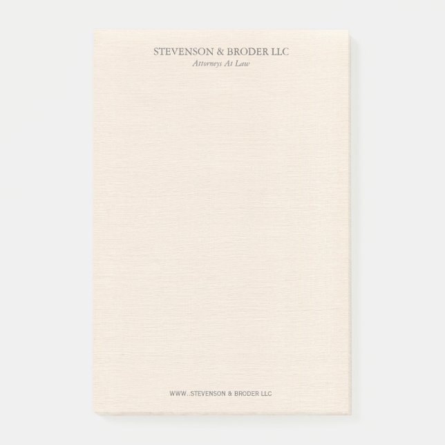 Light Beige Linen Texture Personalized Post-it Notes (Front)