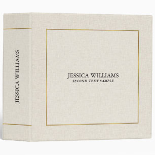 Light beige linen texture simple gold frame binder