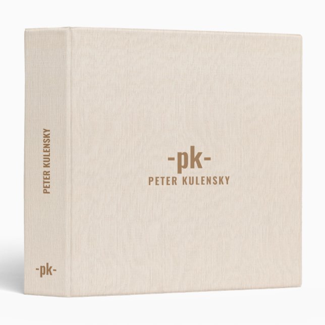 Light beige linen texture simple tan typography binder (Front/Spine)