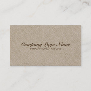 Light Beige Natural Faux Linen Burlap Fabric Look Business Card