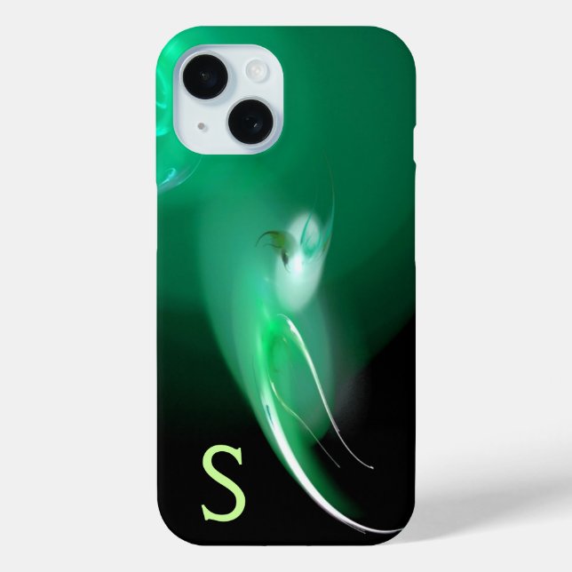 LIGHT BIRD / BLACK AND GREEN ABSTRACT MONOGRAM Case-Mate iPhone CASE (Back)