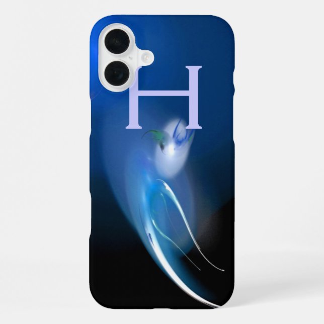 LIGHT BIRD IN BLUE MONOGRAM iPhone CASE (Back)