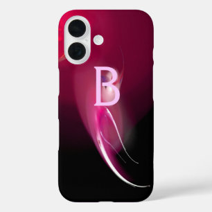 LIGHT BIRD / PINK FUCHSIA BLACK ABSTRACT MONOGRAM iPhone 16 CASE
