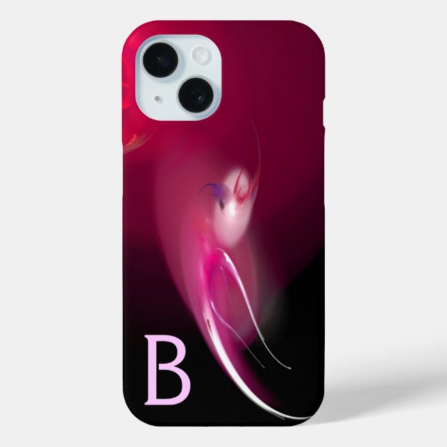 LIGHT BIRD / PINK FUCHSIA BLACK ABSTRACT MONOGRAM Case-Mate iPhone CASE (Back)