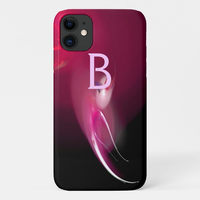 LIGHT BIRD / PINK FUCHSIA BLACK ABSTRACT MONOGRAM Case-Mate iPhone CASE (Back)