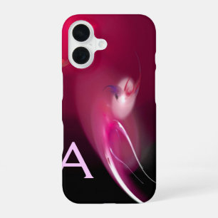LIGHT BIRD / PINK FUCHSIA BLACK ABSTRACT MONOGRAM iPhone 16 CASE