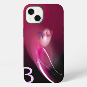 LIGHT BIRD / PINK FUCHSIA BLACK ABSTRACT MONOGRAM iPhone 13 CASE