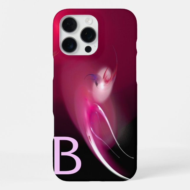 LIGHT BIRD / PINK FUCHSIA BLACK ABSTRACT MONOGRAM iPhone CASE (Back)