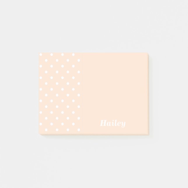 Light Bisque Polka Dot Personalized Post It Notes (Front)