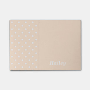 Light Bisque Polka Dot Personalized Post It Notes