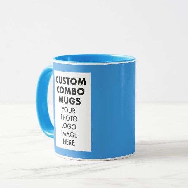 Light Blue 4:6 Portrait Frame 2 Photo Custom Combo Mug (Front Left)