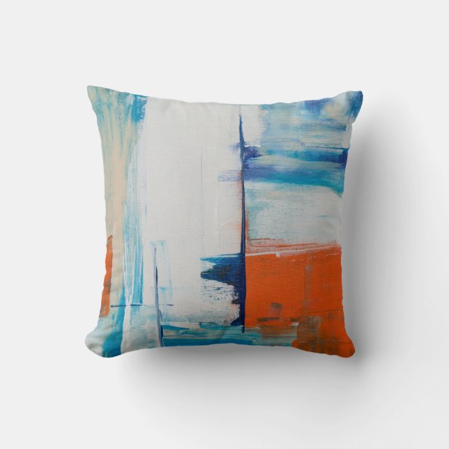 Light Blue Abstract Acrylic Painting Throw Pillow (Front)