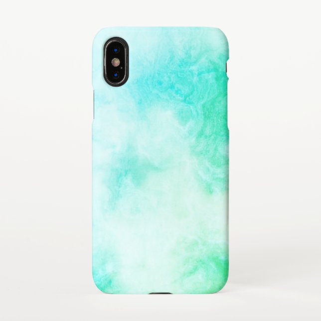 Light Blue Abstract Swirl White Marble Pattern iPhone Case (Back)