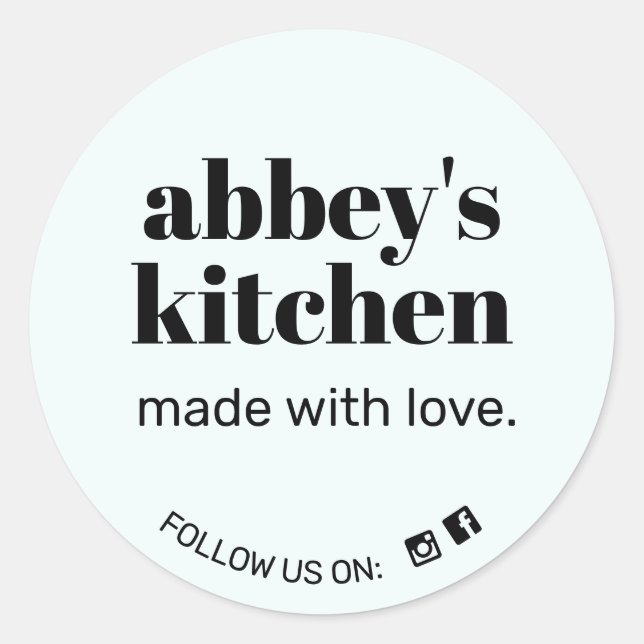 Light Blue Add Logo Homemade Baked Goods Kitchen Classic Round Sticker (Front)