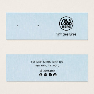 Light Blue Add Logo Stud Earring Display Card